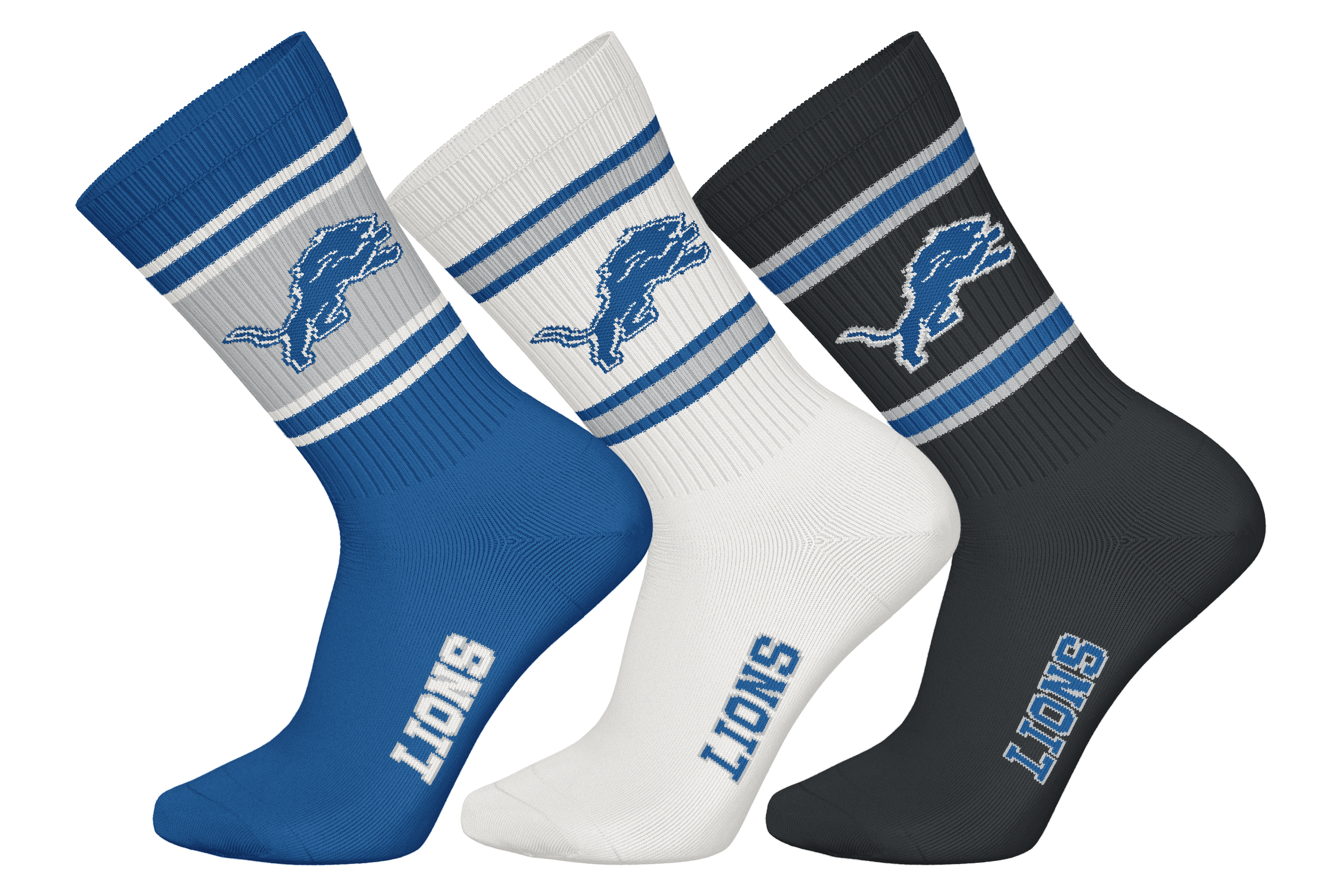 Detroit Lions 3pk Crew Socks