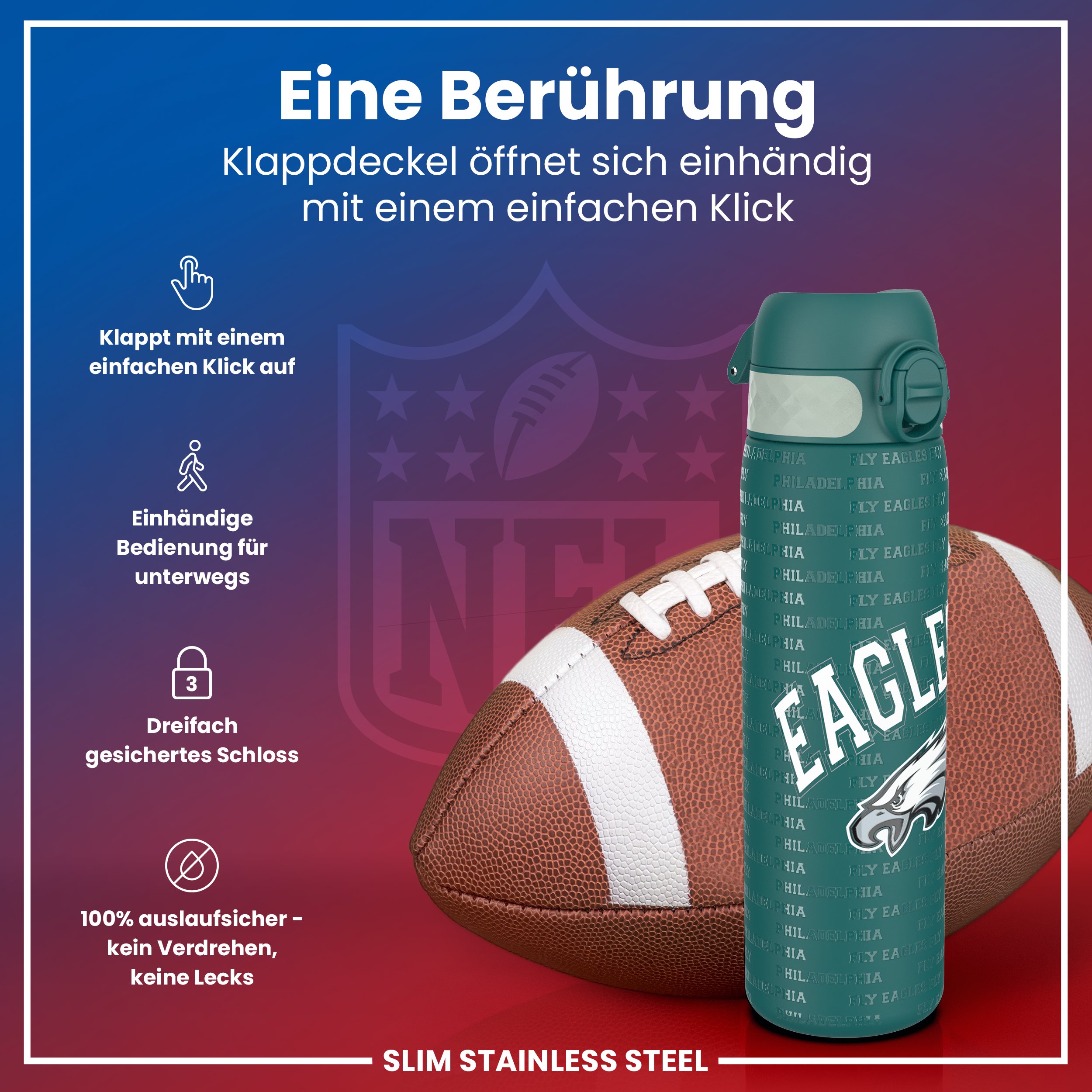 Philadelphia Eagles Steel Water Bottle 600ml