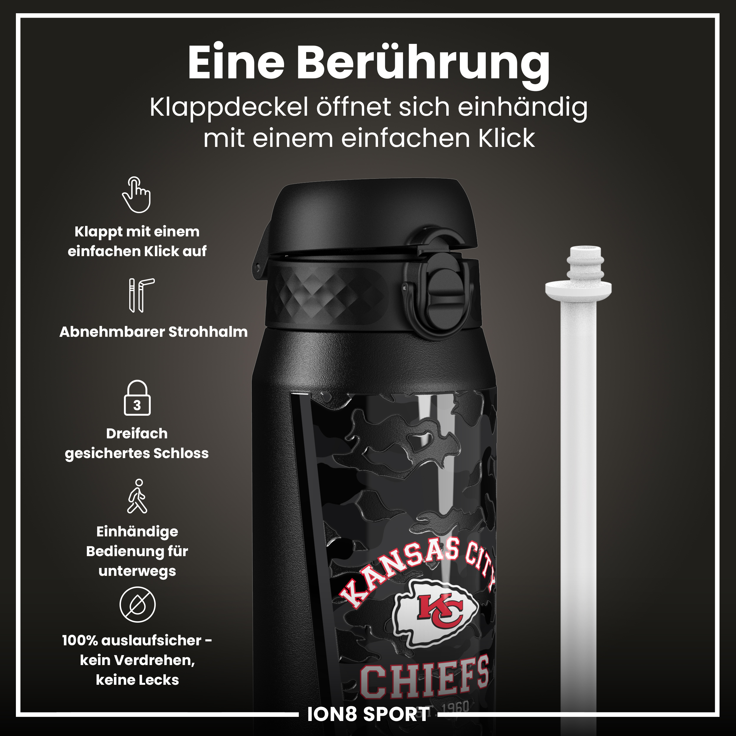 Kansas City Chiefs Steel Water Bottle 750ml