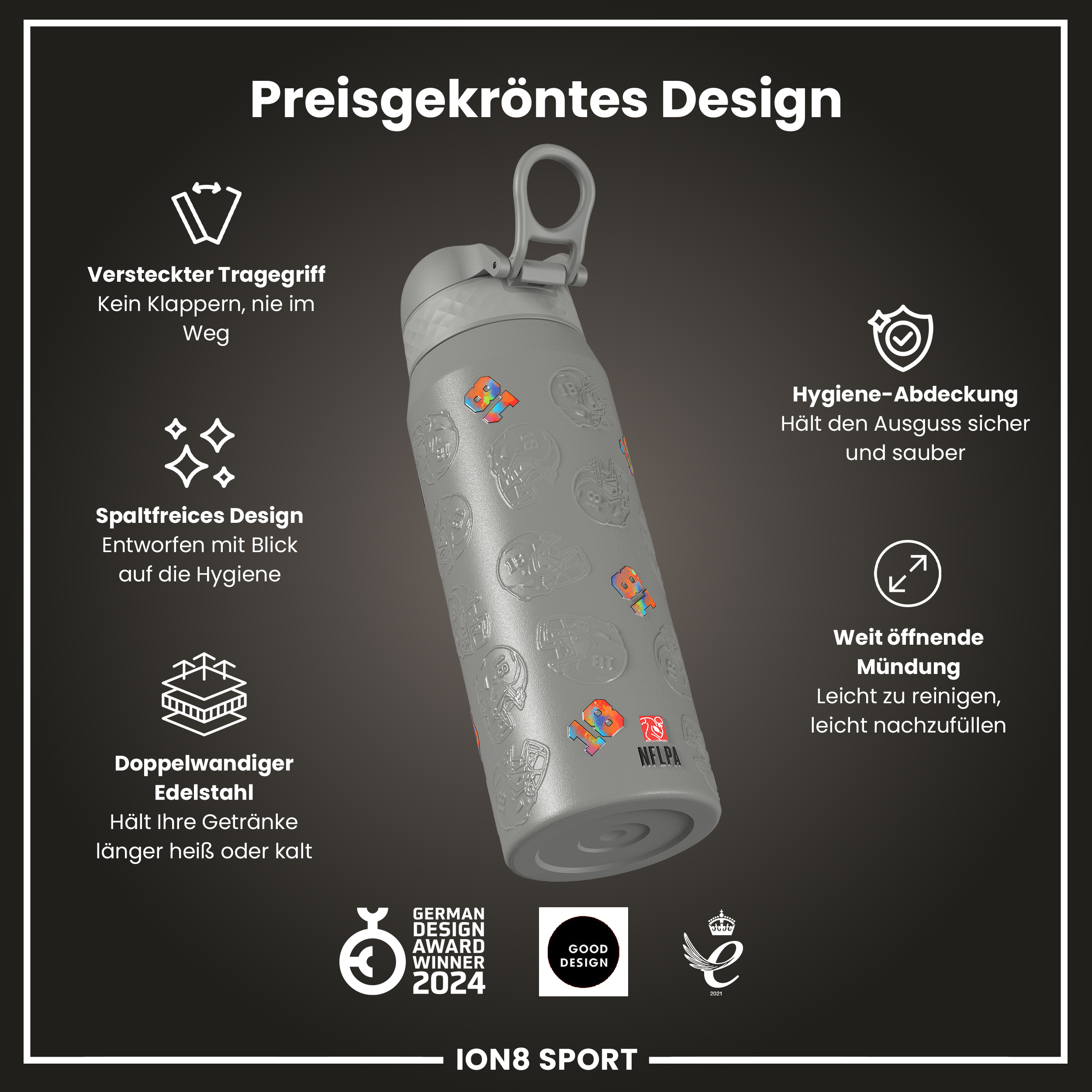 Justin Jefferson Steel Water Bottle 750ml