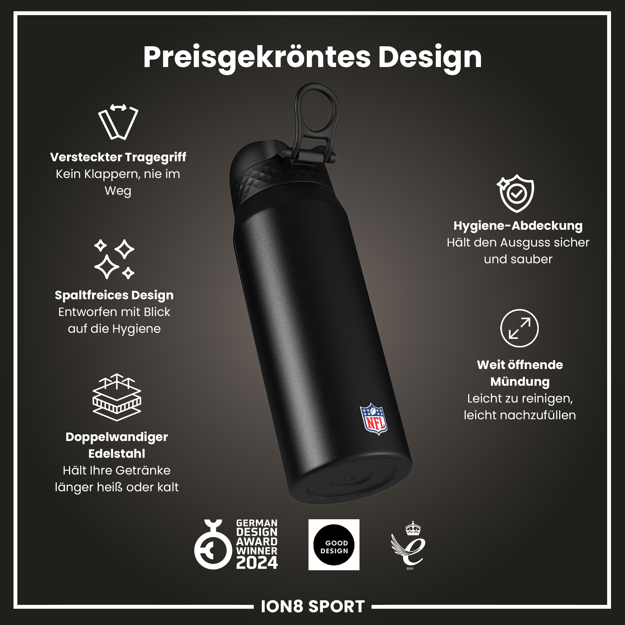 Baltimore Ravens Steel Water Bottle 750ml