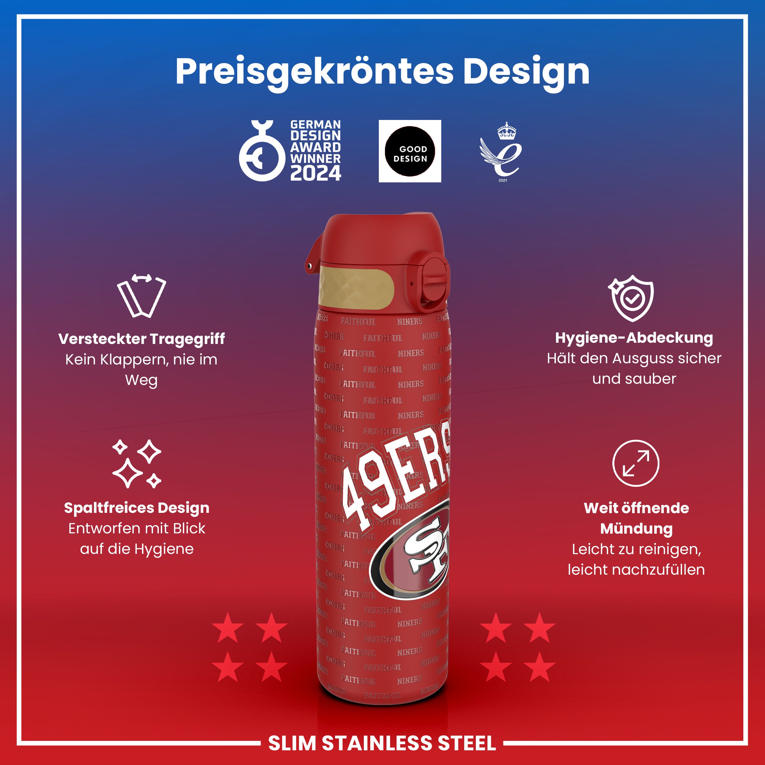 San Francisco 49er Steel Water Bottle 600ml