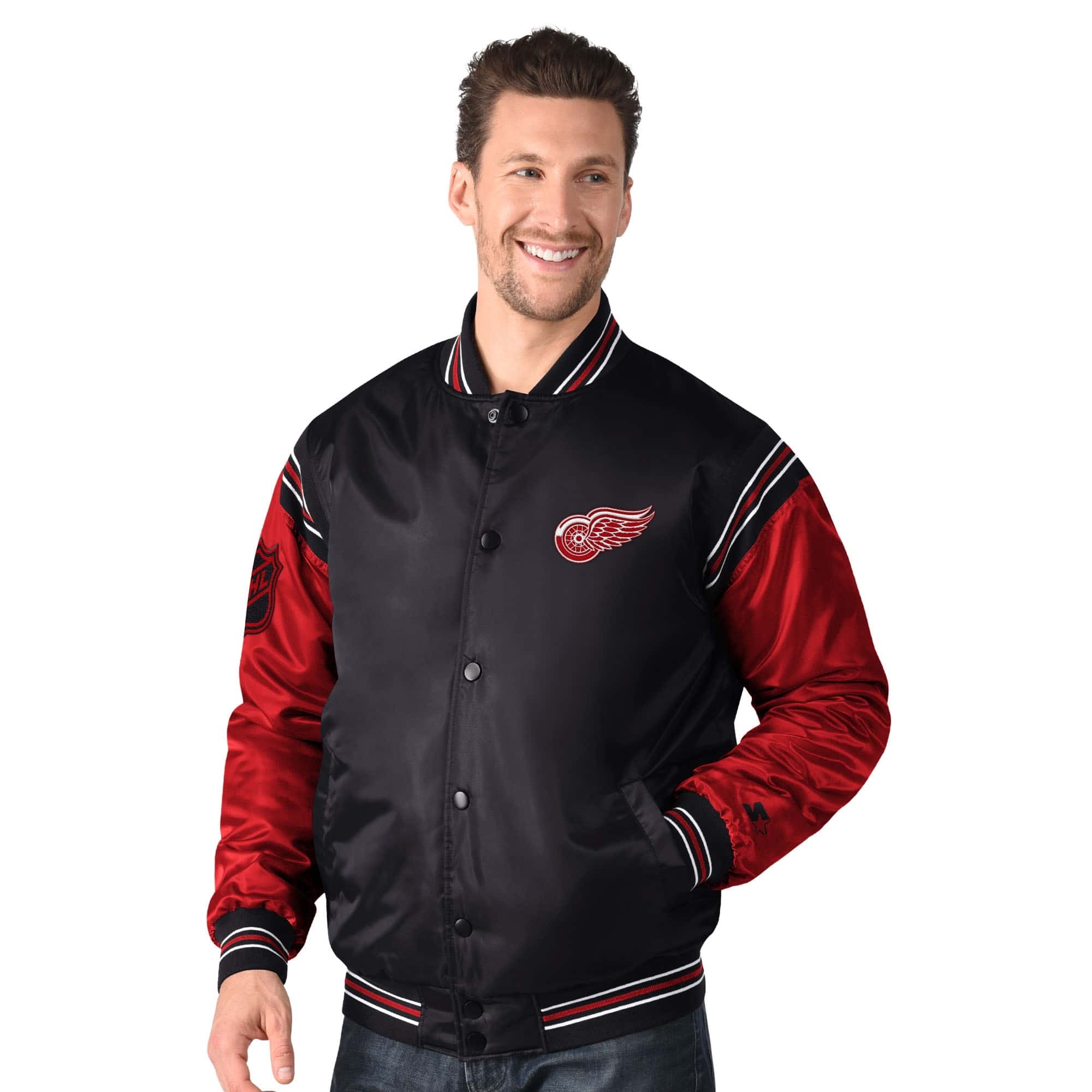 Detroit Red Wings Enforcer/Satin Varsity Jacket