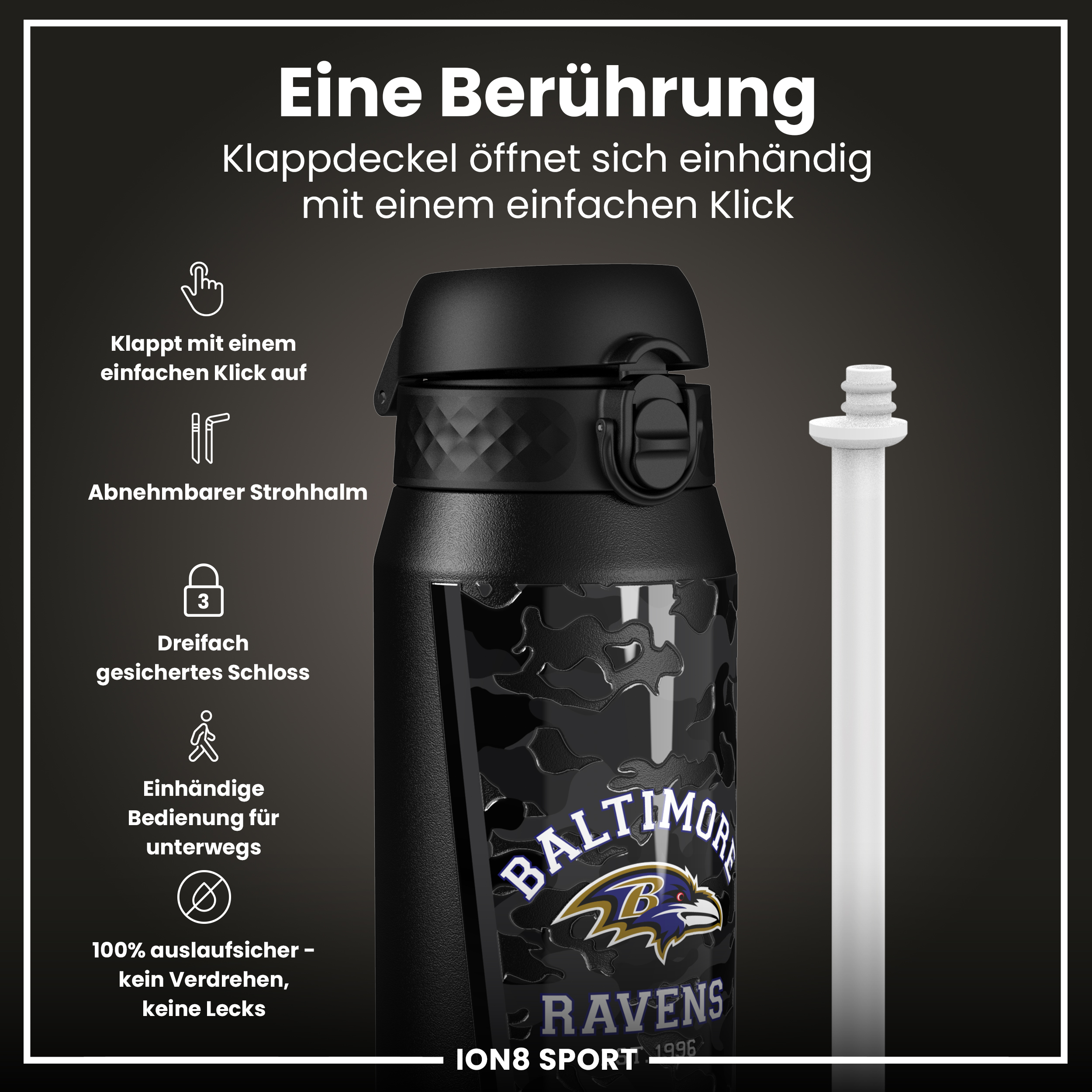 Baltimore Ravens Steel Water Bottle 750ml