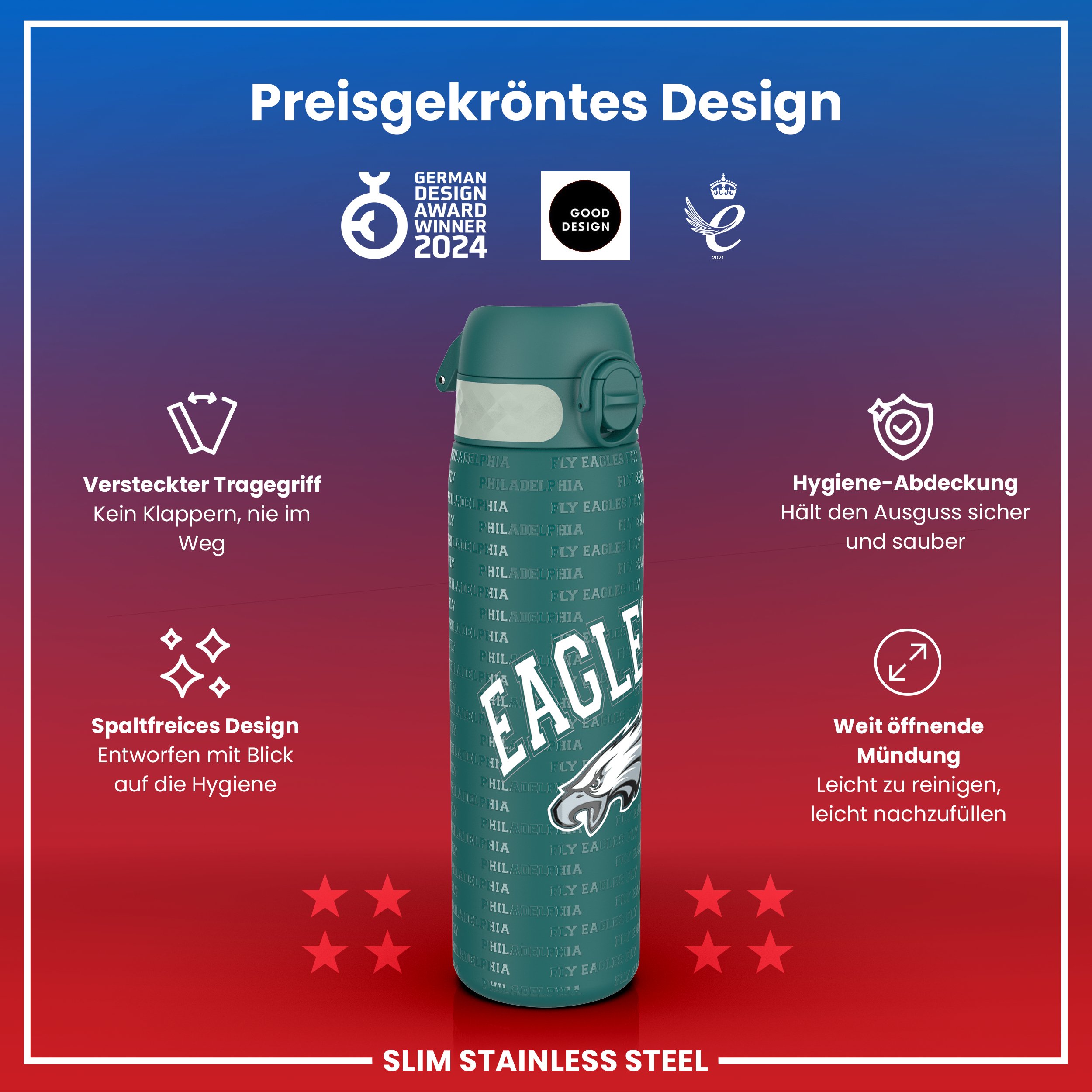 Philadelphia Eagles Steel Water Bottle 600ml