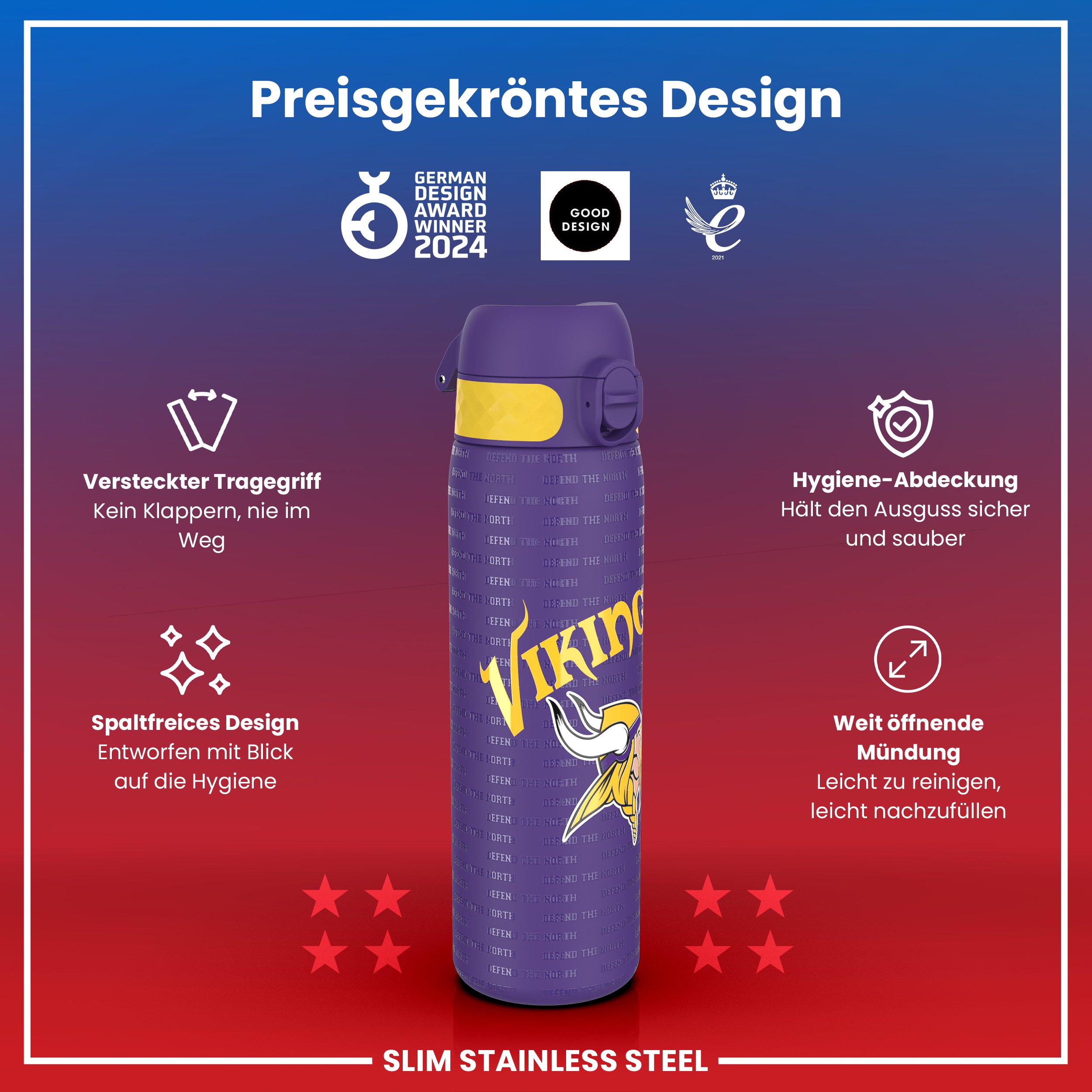 Minnesota Vikings Steel Water Bottle 600ml