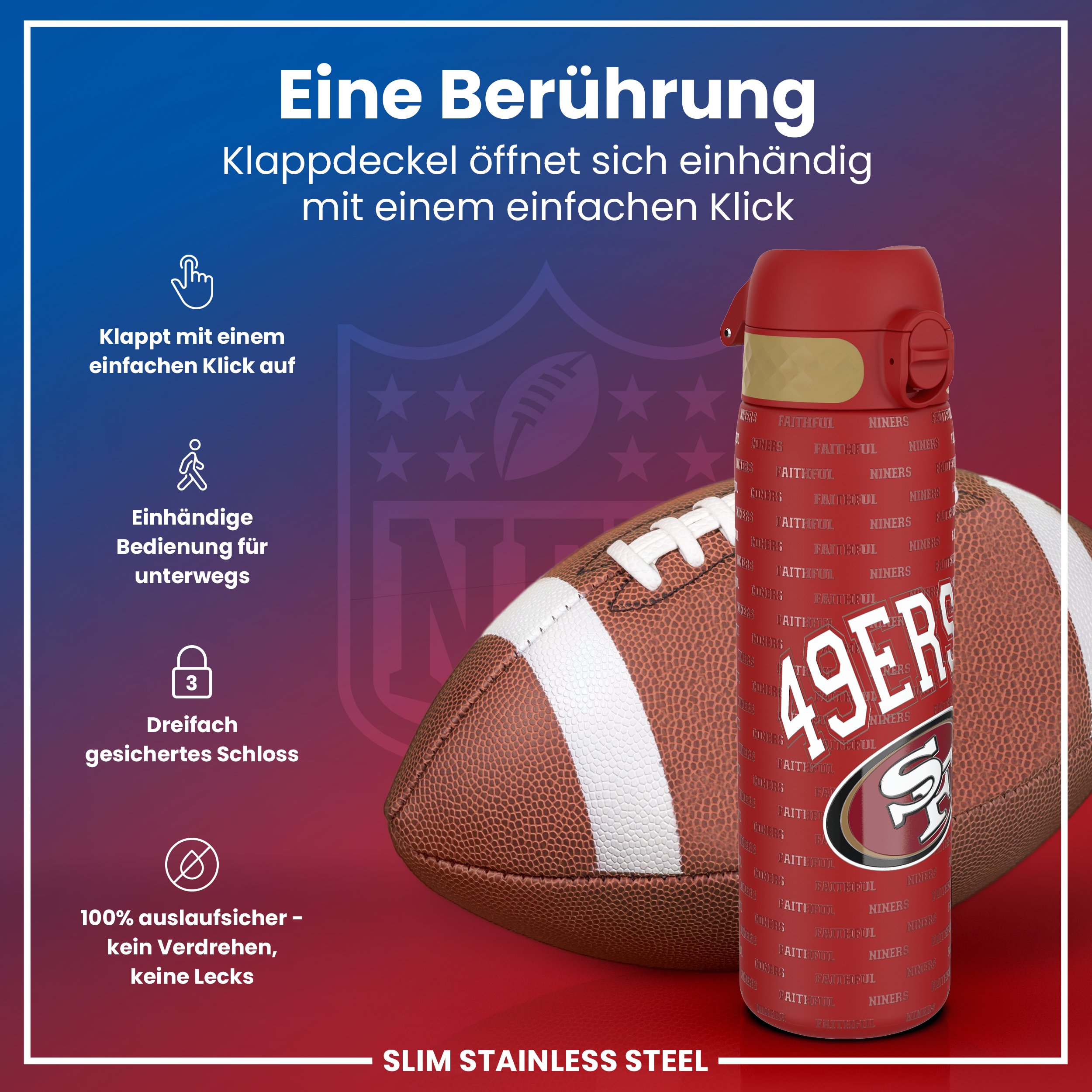 San Francisco 49er Steel Water Bottle 600ml