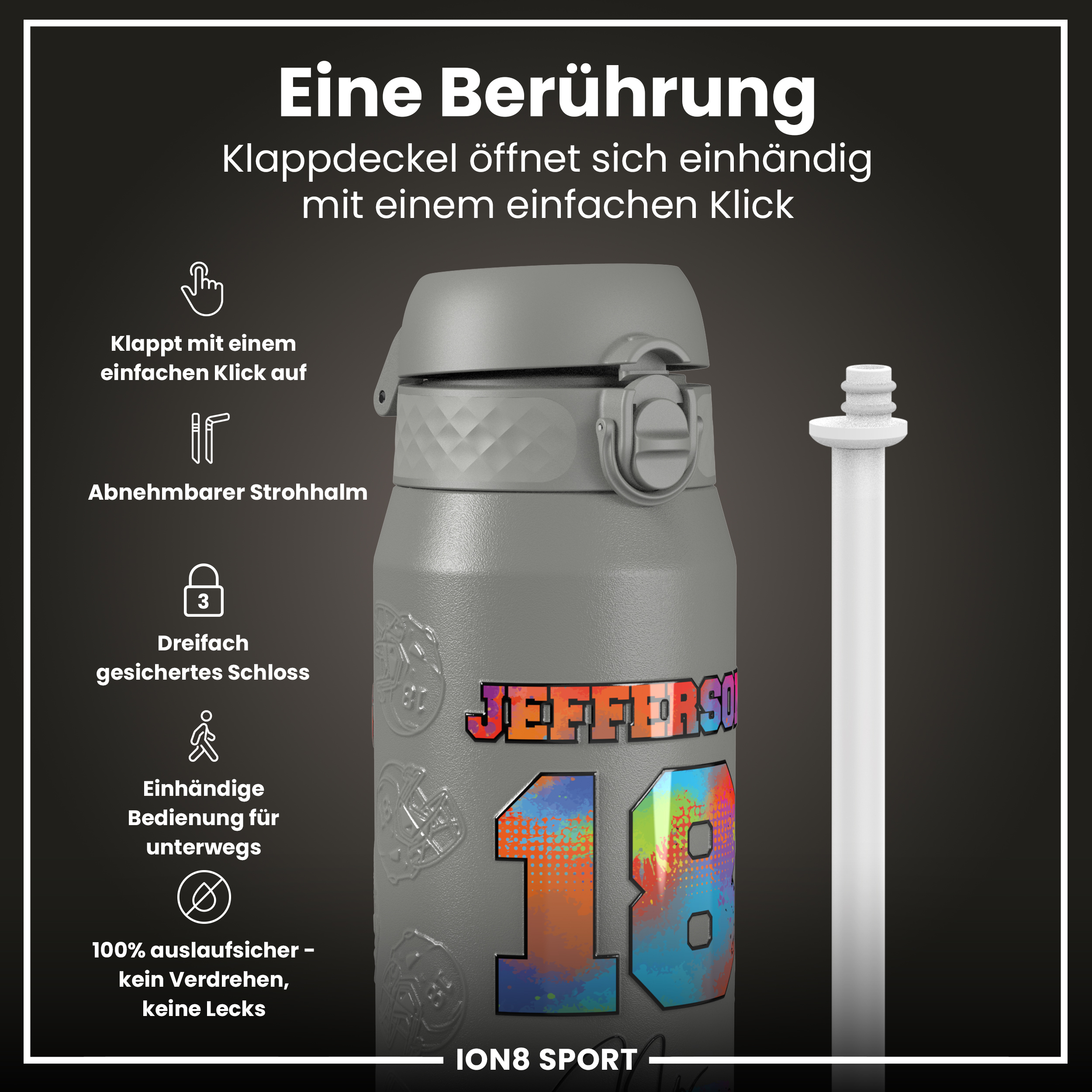 Justin Jefferson Steel Water Bottle 750ml