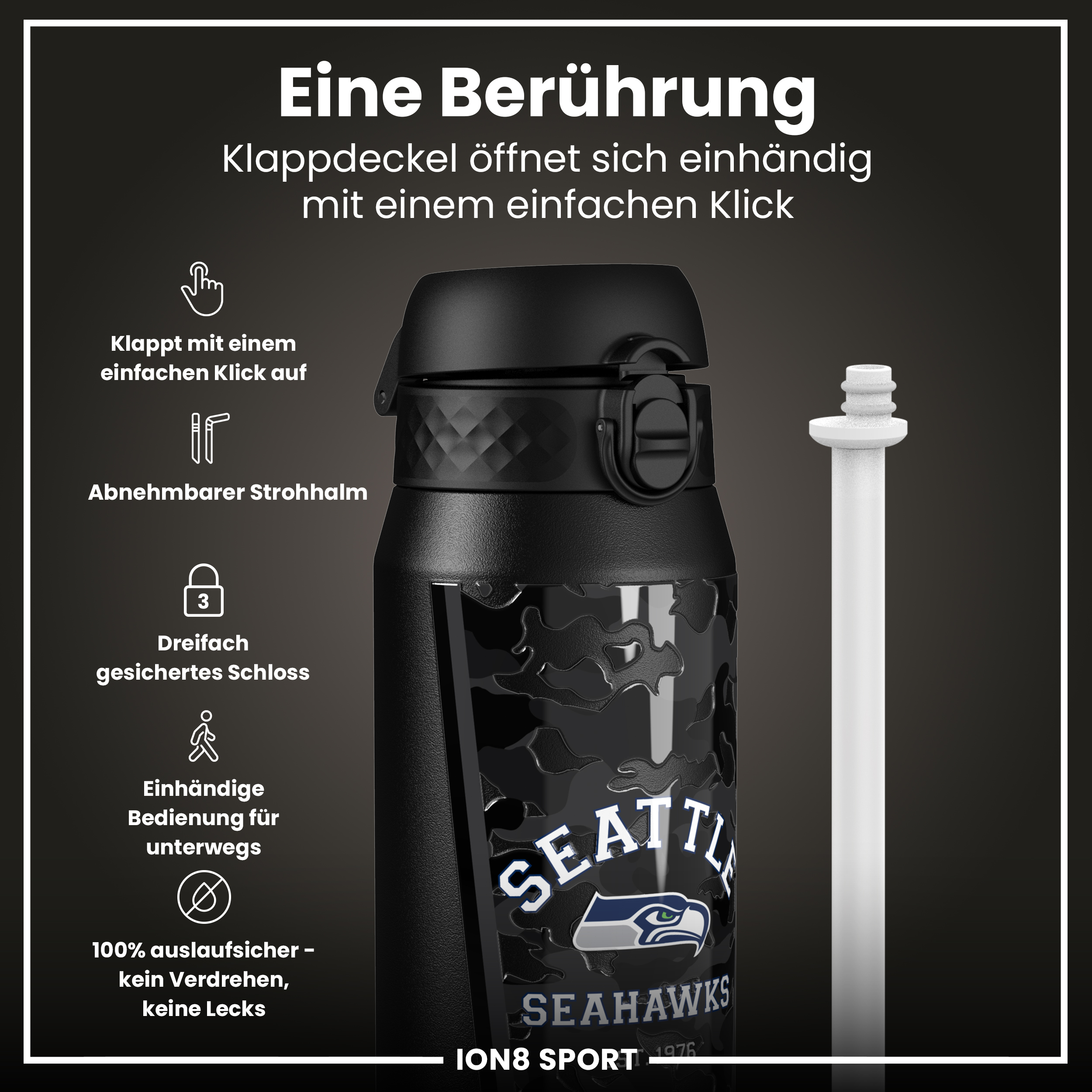 Seattle Seahawks Steel Water Bottle 750ml