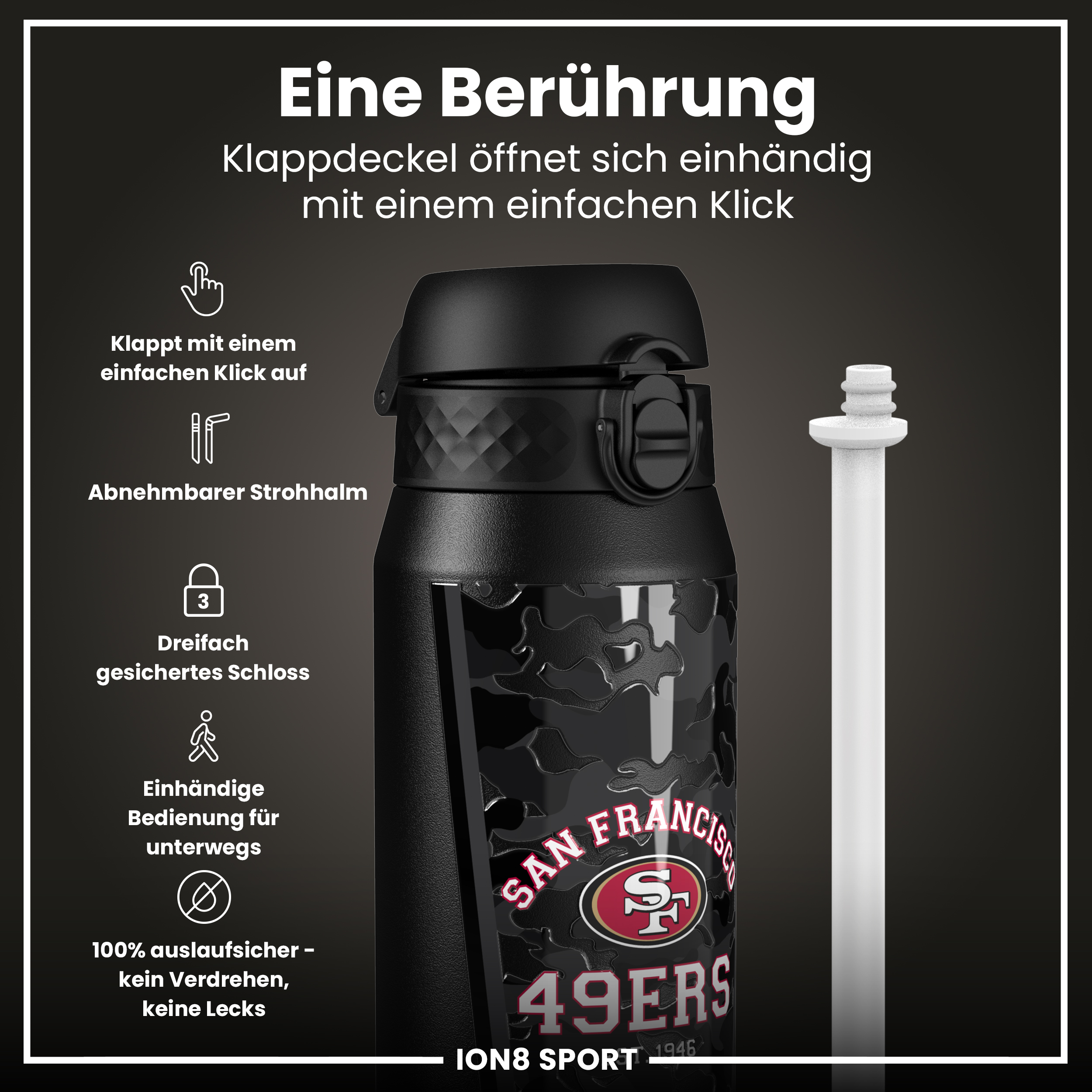 San Francisco 49ers Steel Water Bottle 750ml