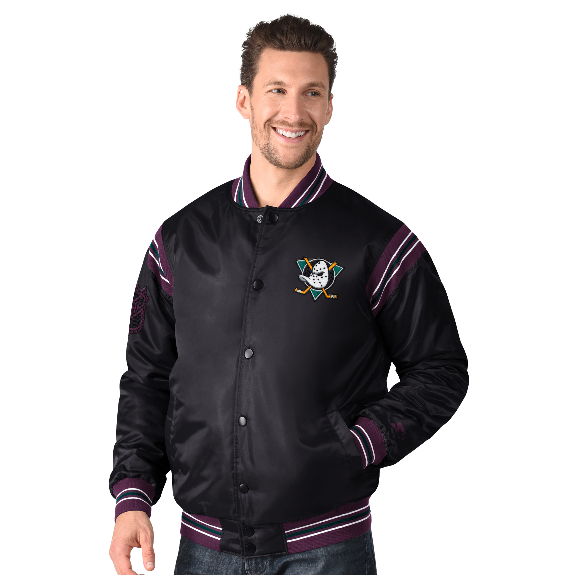 Anaheim Ducks Starter Satin Varsity Jacket