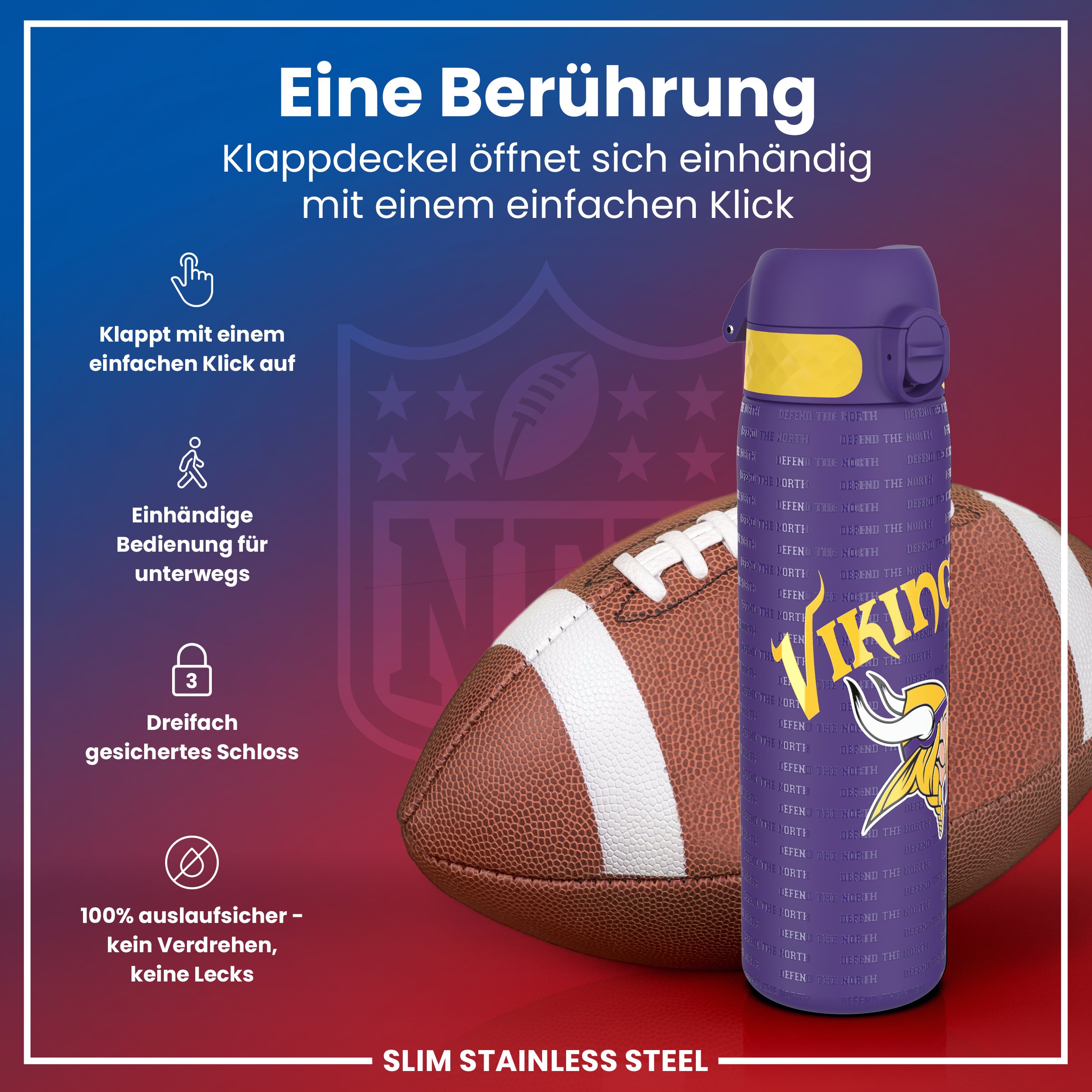 Minnesota Vikings Steel Water Bottle 600ml