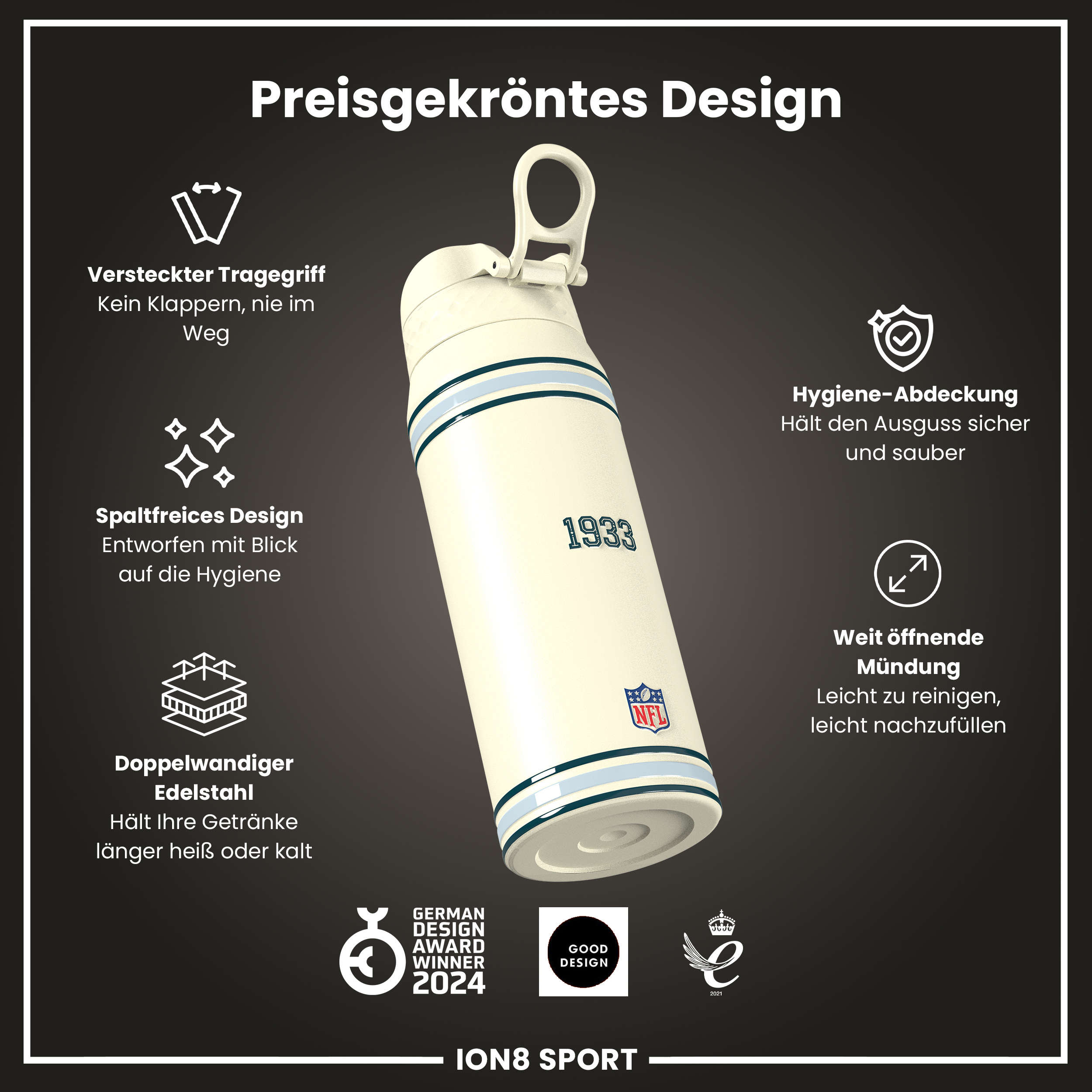 Philadelphia Eagles TB Steel Water Bottle 750ml