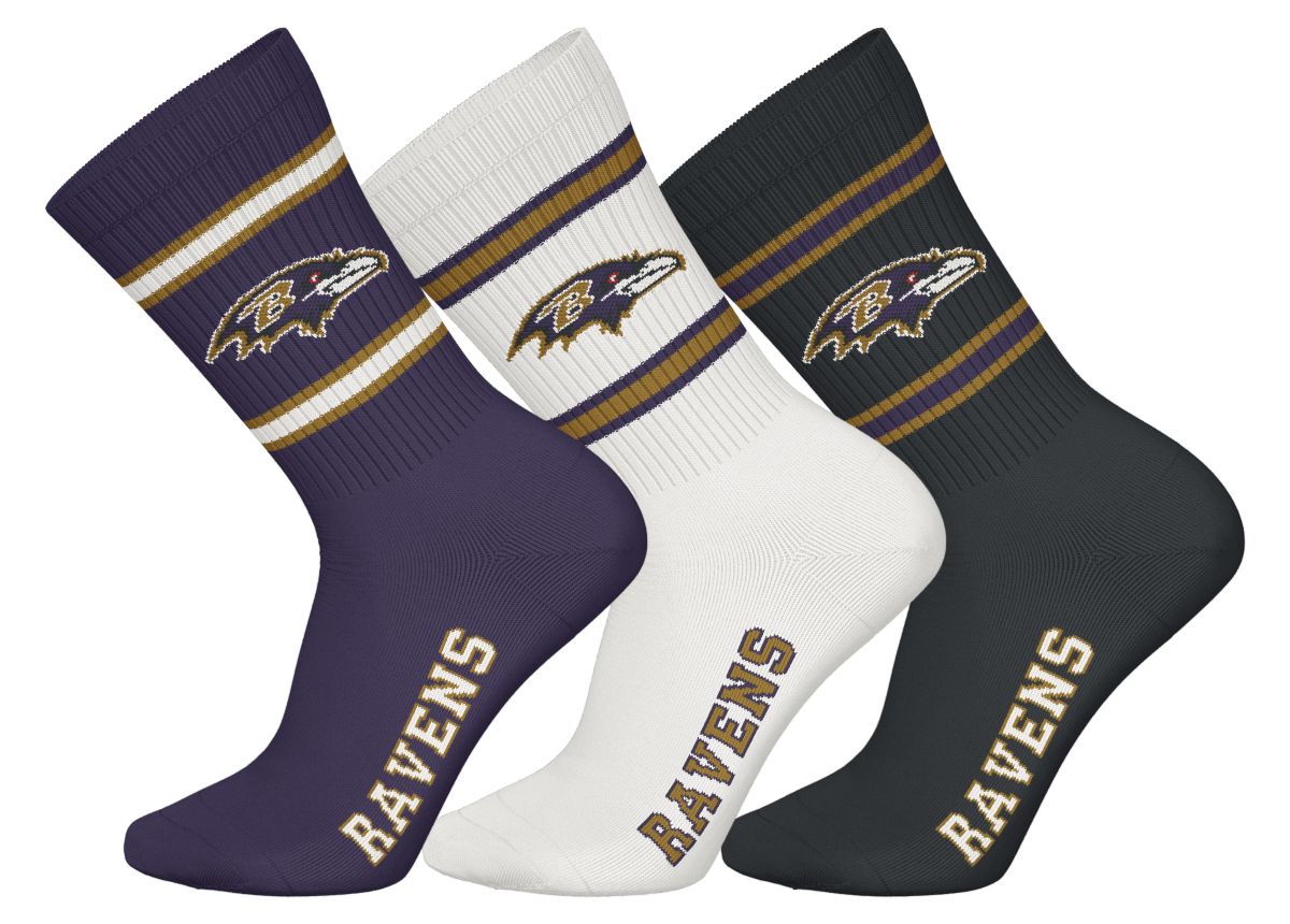 Baltimore Ravens 3pk Crew Socks
