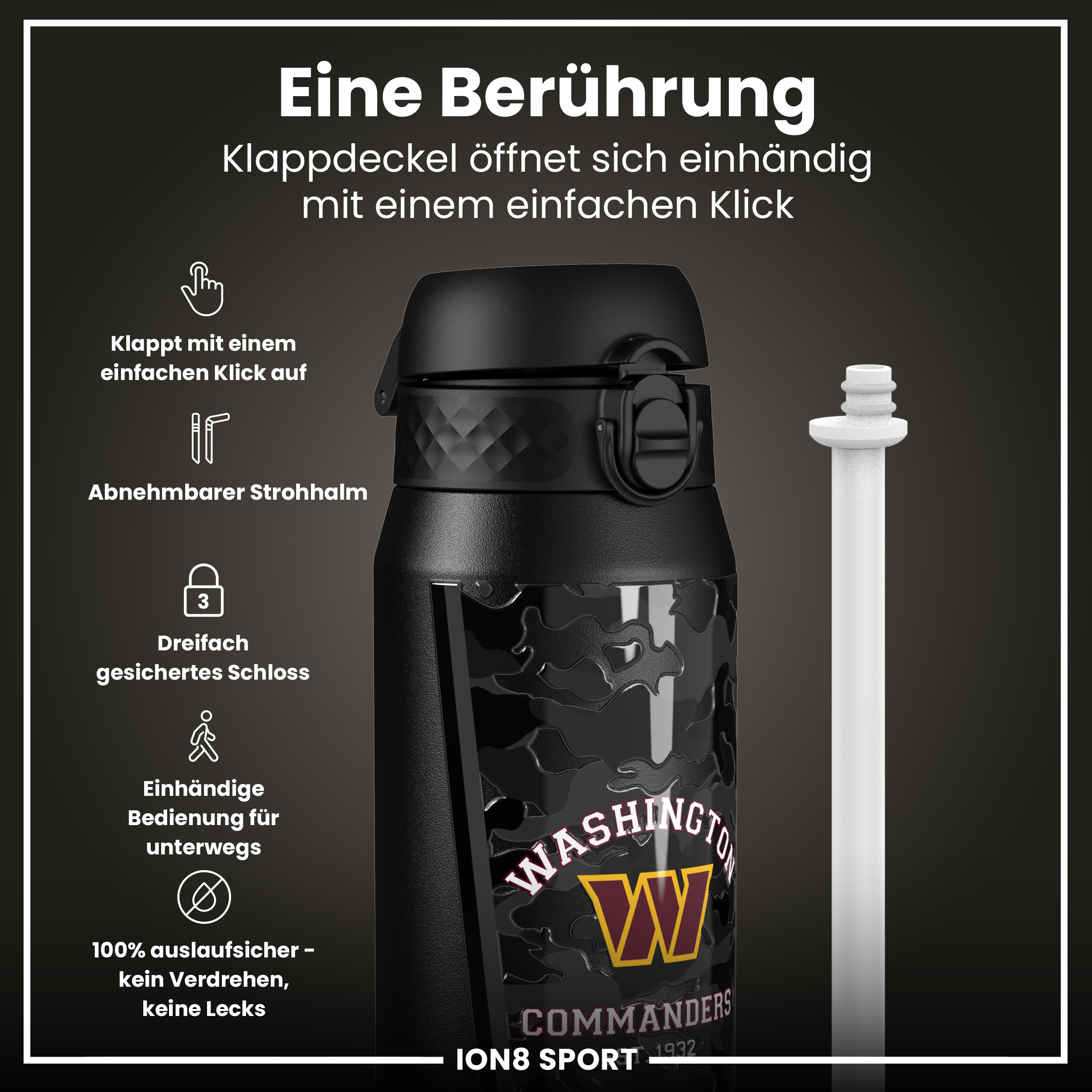 Washington Commanders Steel Water Bottle 750ml