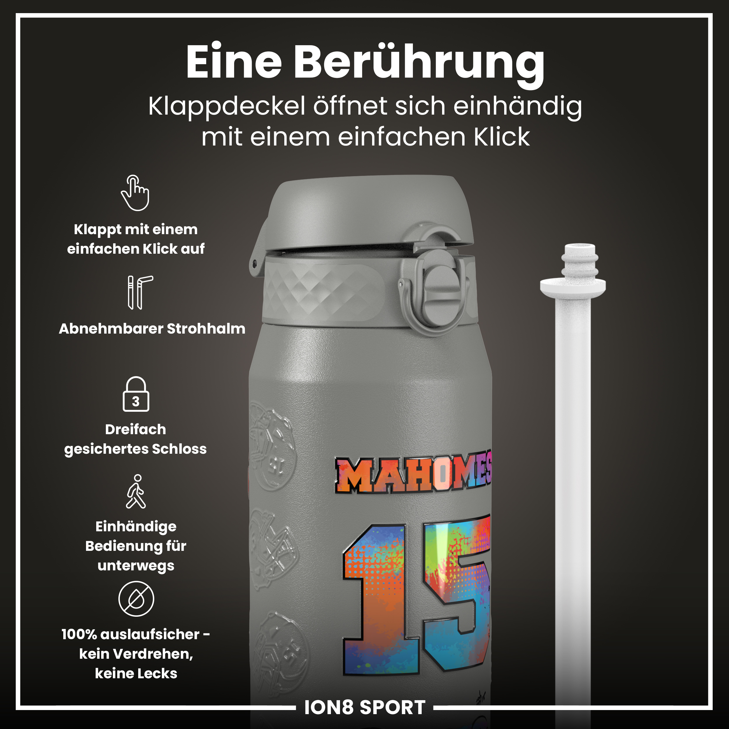 Patrick Mahomes Steel Water Bottle 750ml