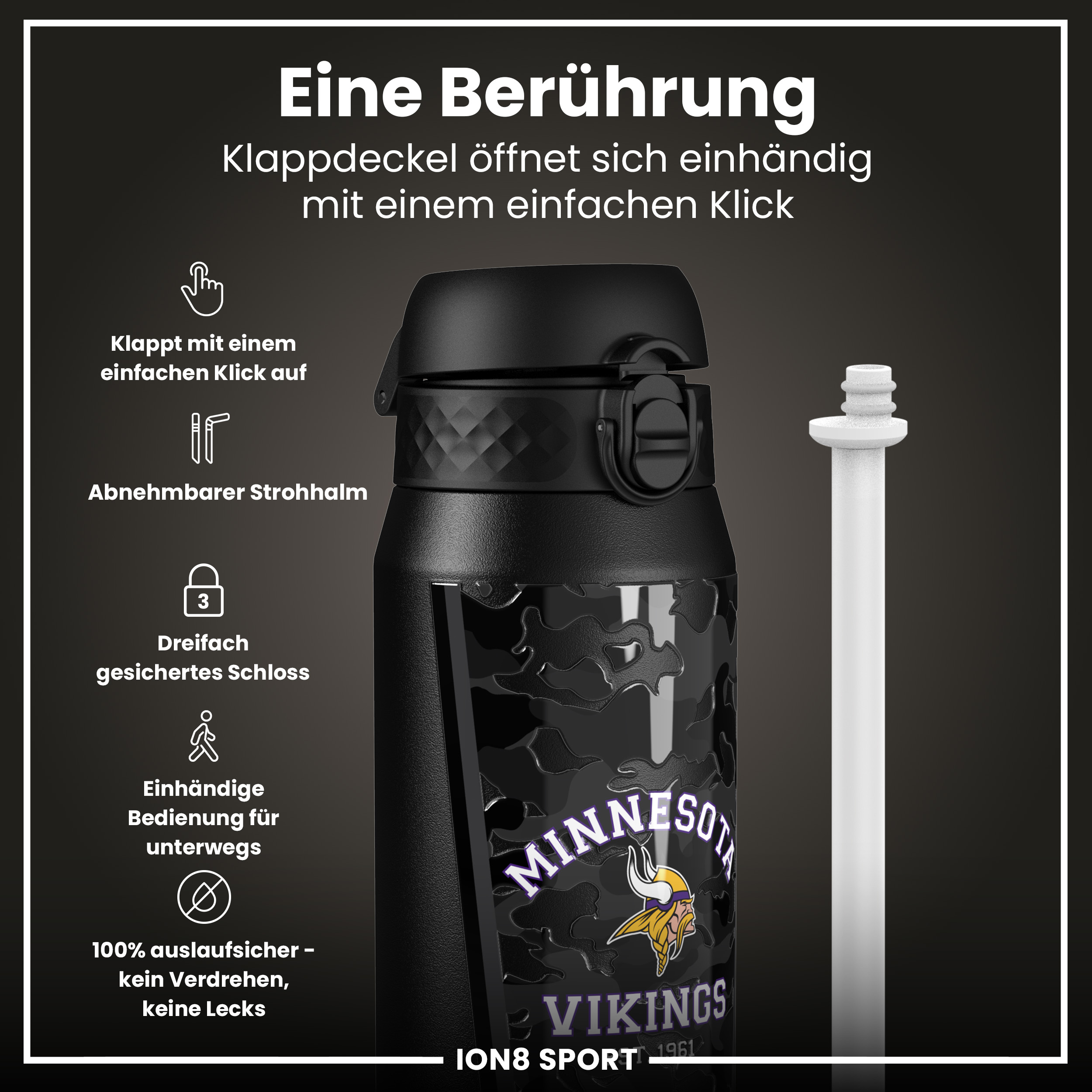 Minnesota Vikings Steel Water Bottle 750ml