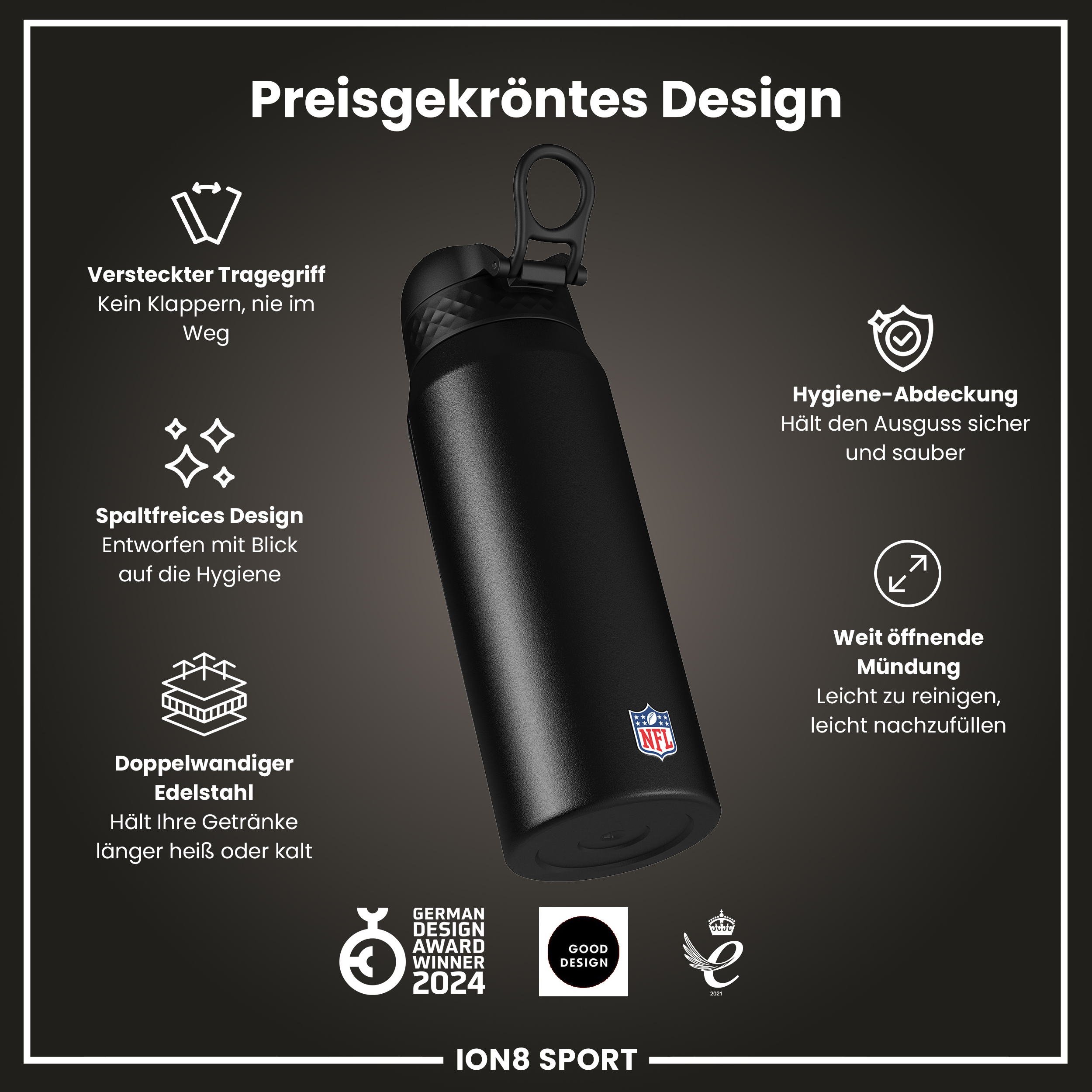 Seattle Seahawks Steel Water Bottle 750ml