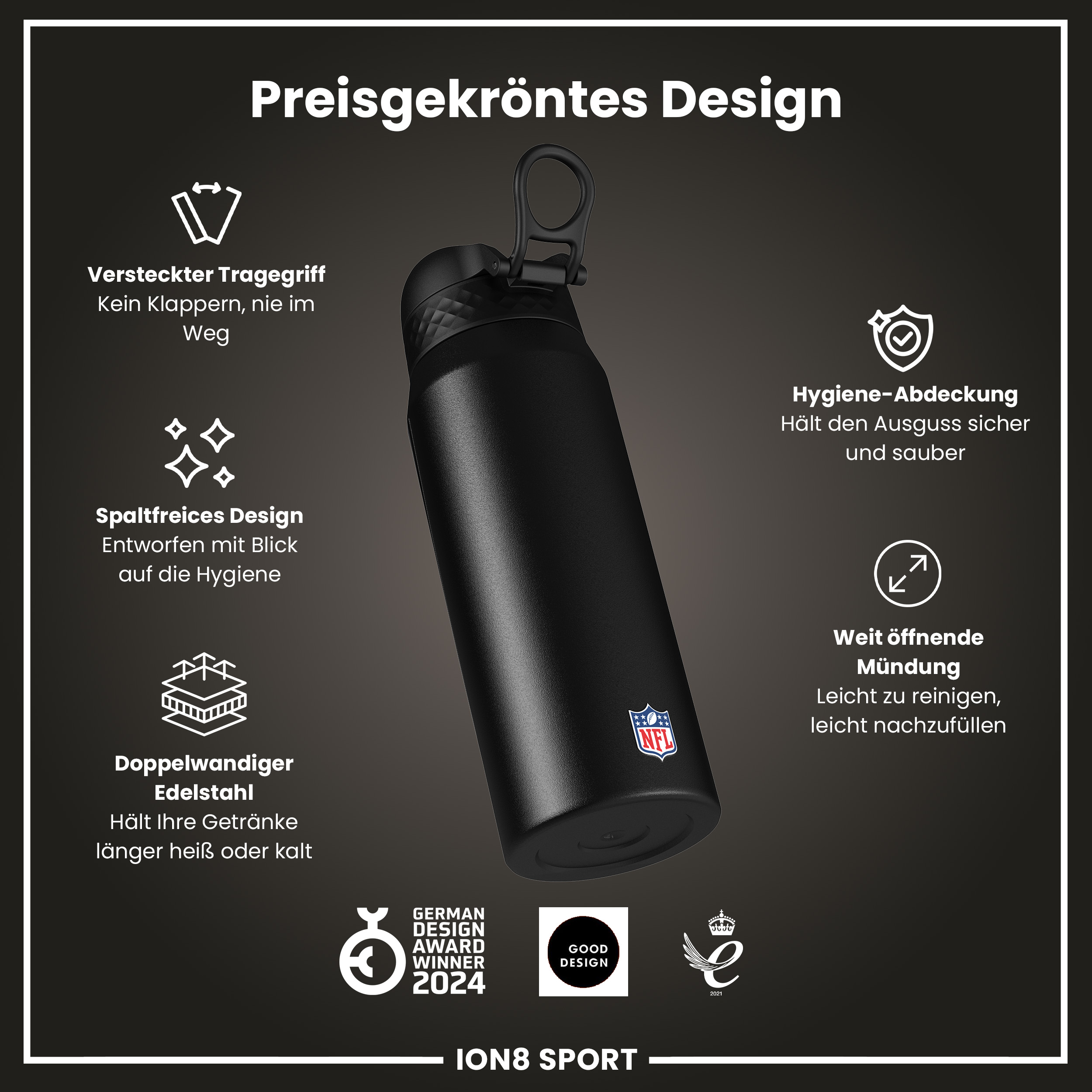 Minnesota Vikings Steel Water Bottle 750ml