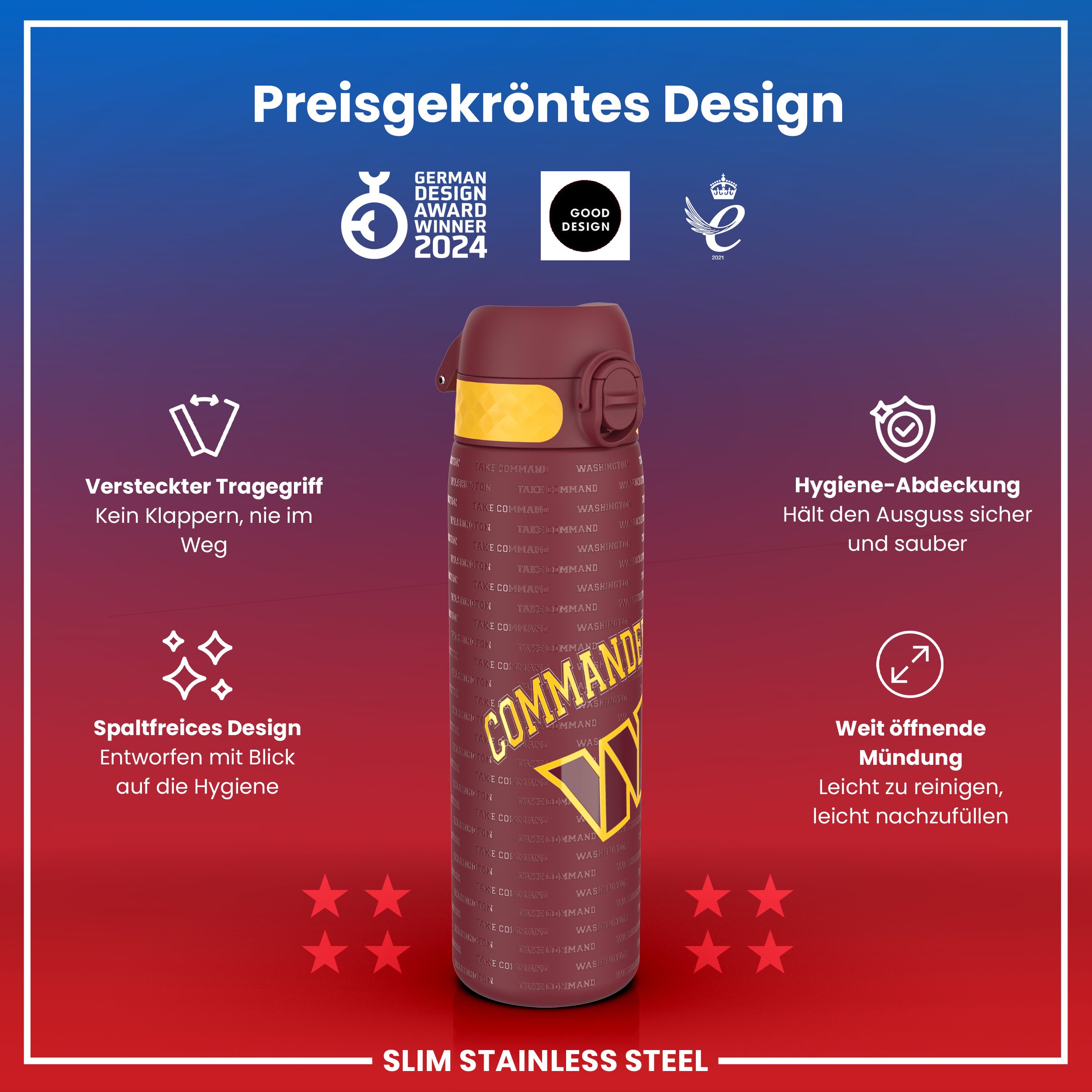 Washington Commanders Steel Water Bottle 600ml